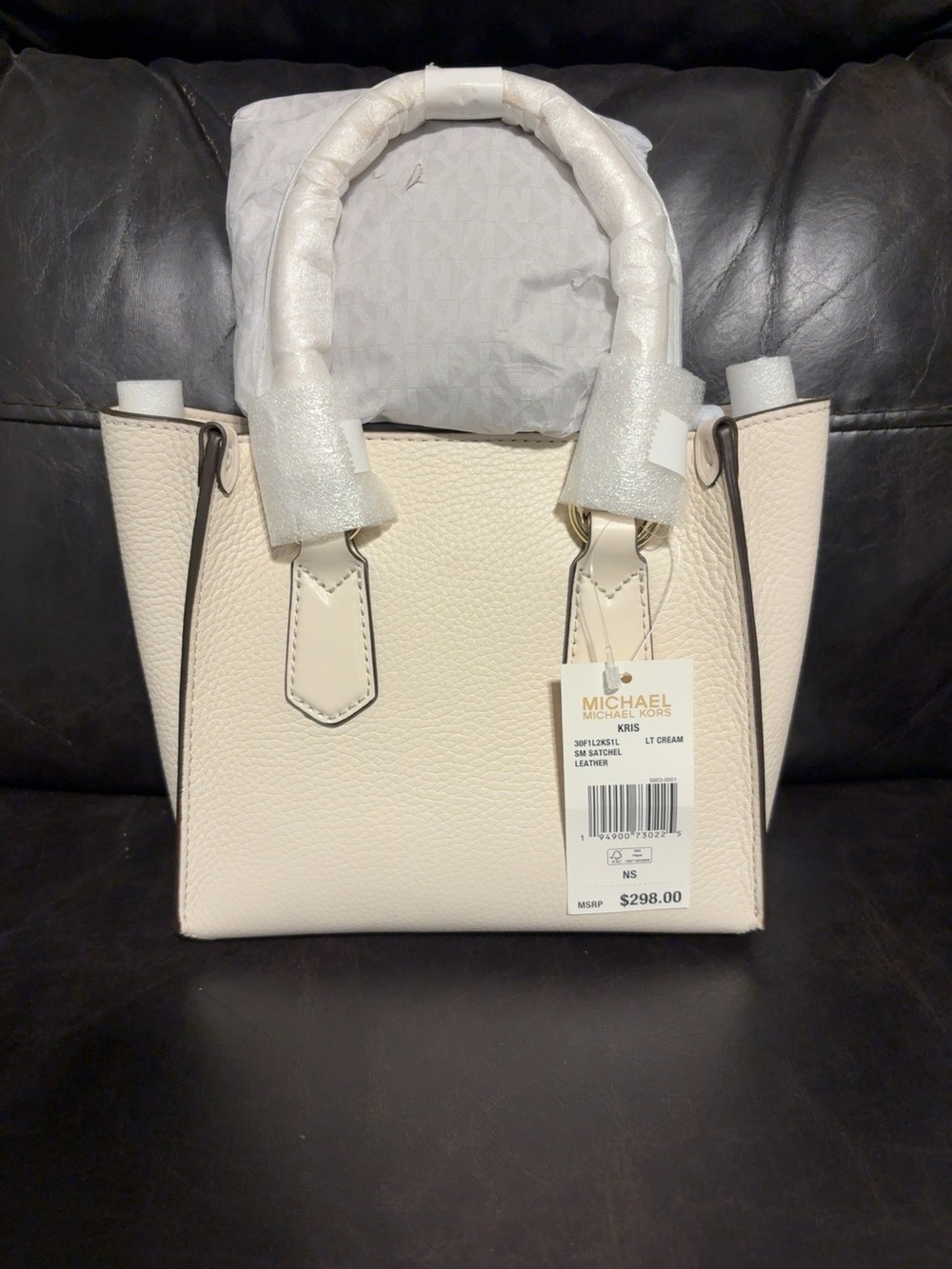 Michael Kors Cream Pebbled Leather Satchel
